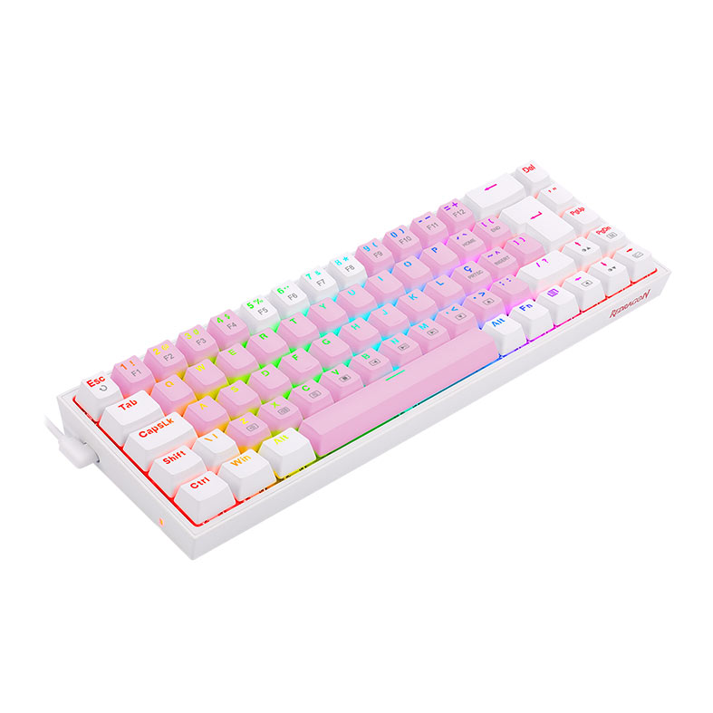 Teclado Mecanico Gamer Redragon Castor, RGB, Switch Azul, Rosa e Branco, K631PW-RGB-PT-BLUE - miniatura 5