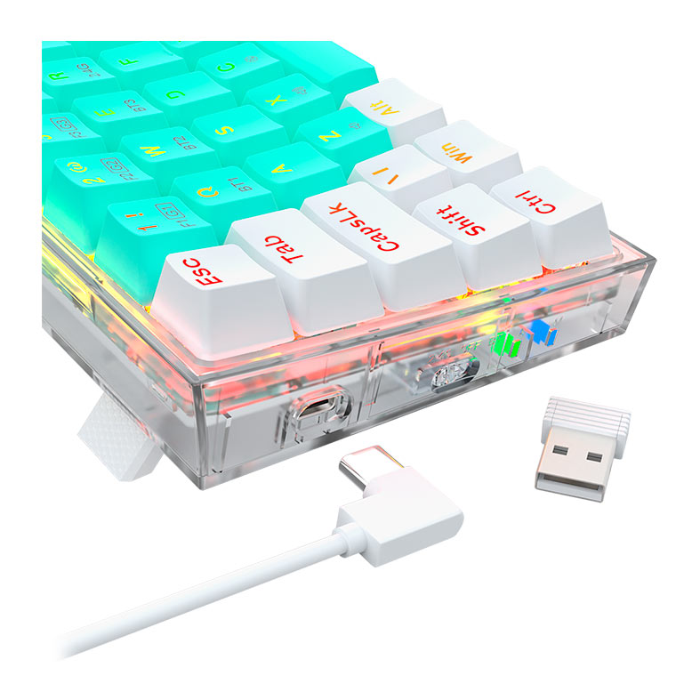 Teclado Mecanico Redragon Castor Pro, RGB, Switch Gentle Lime, Branco e Verde, K631RGB-PRO-GW-PT-GENTLE-LIME - miniatura 8