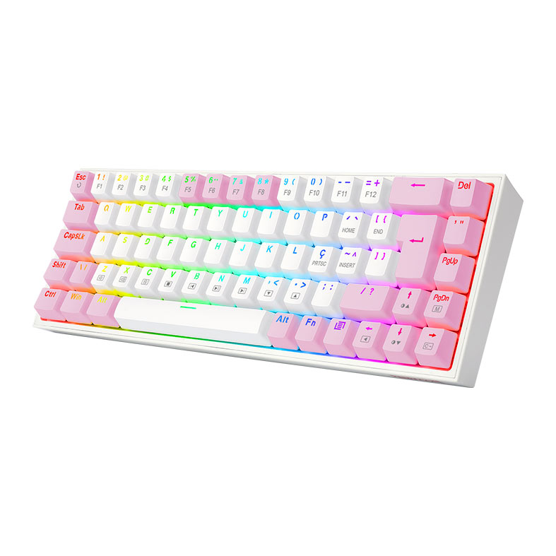 Teclado Mecanico Gamer Redragon Castor, RGB, Switch Azul, Branco e Rosa, K631WP-RGB-PT-BLUE - miniatura 4