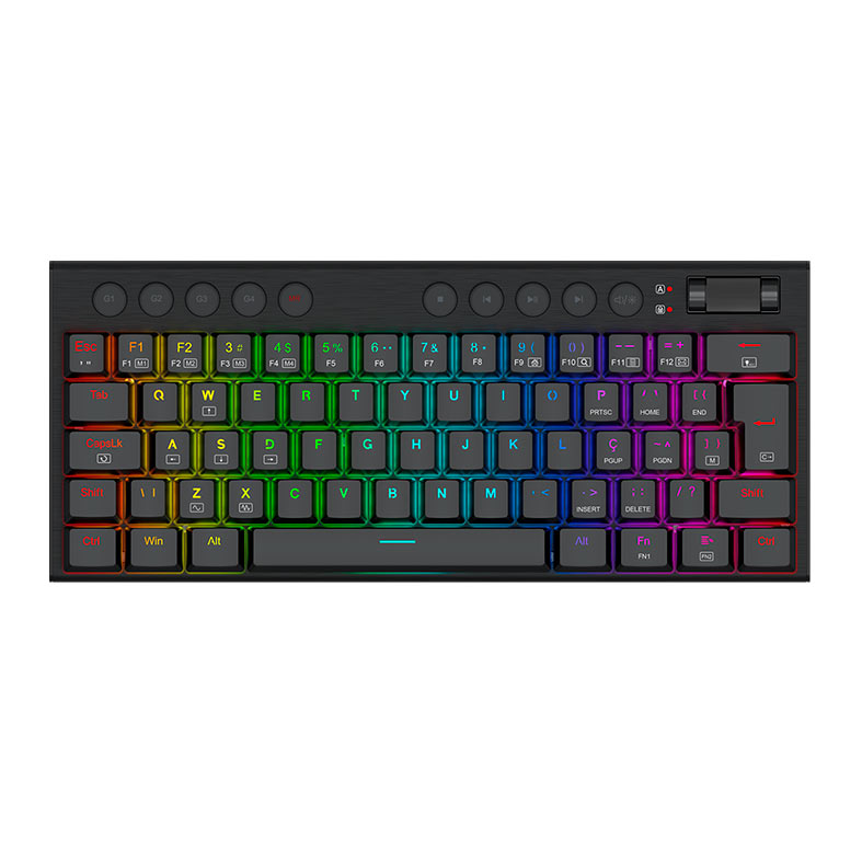 Teclado Mecanico Redragon Horus Mini, RGB, Switch Brown, Preto, K632-RGB-PT-BROWN - imagem 1