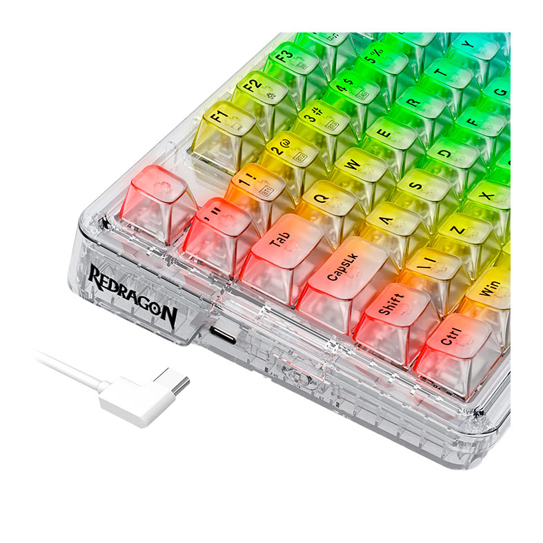 Teclado Mecanico Redragon ELF Pro, RGB, Switch Crystal, Transparente, K649CT-RGB-PRO-PT - miniatura 8