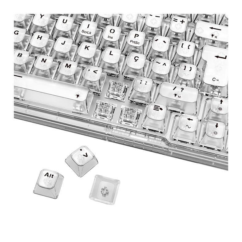 Teclado Mecanico Redragon ELF Pro, RGB, Switch Crystal, Transparente, K649CT-RGB-PRO-PT - miniatura 10