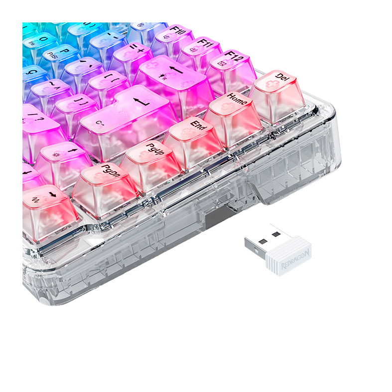 Teclado Mecanico Redragon ELF Pro, RGB, Switch Crystal, Transparente, K649CT-RGB-PRO-PT - miniatura 9