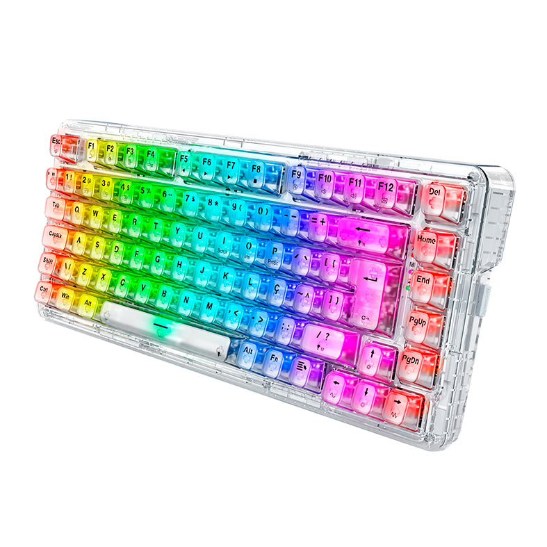 Teclado Mecanico Redragon ELF Pro, RGB, Switch Crystal, Transparente, K649CT-RGB-PRO-PT - miniatura 4