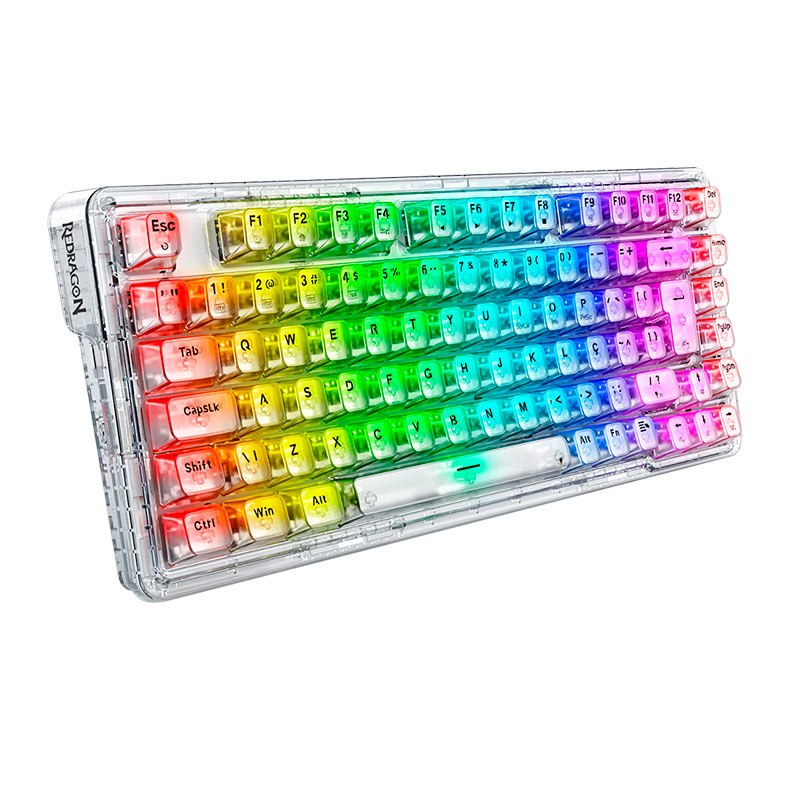 Teclado Mecanico Redragon ELF Pro, RGB, Switch Crystal, Transparente, K649CT-RGB-PRO-PT - miniatura 3