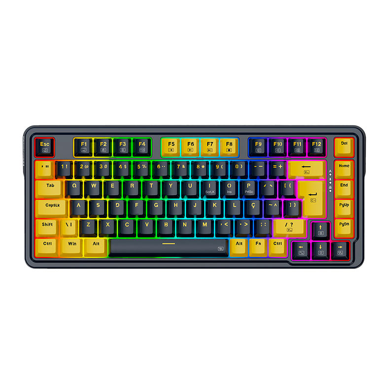 Teclado Mecanico Redragon ELF, RGB, Switch Melt Gold, Preto e Amarelo, K649PY-RGB-PT - imagem 1