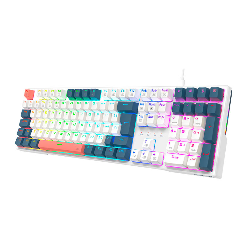 Teclado Mecanico Gamer Redragon Trundle, RGB, Switch Marrom, Branco e Azul, K668WBO-RGB-PT-BROWN - miniatura 4