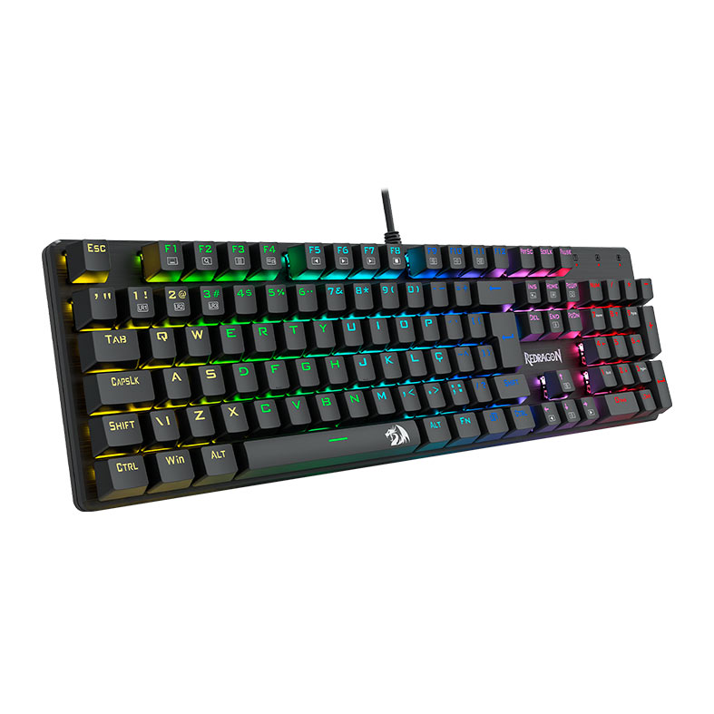 Teclado Mecanico Gamer Redragon Sindri, Rainbow, Switch Marrom, USB, Preto, K671 - miniatura 3