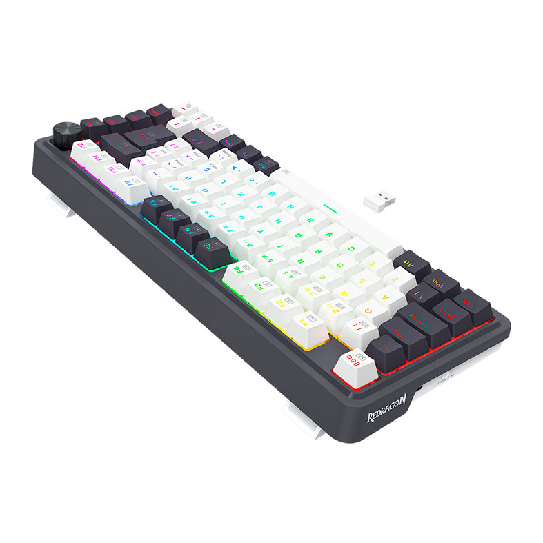 Teclado Mecanico Redragon Ucal Pro, 75%, RGB, ABNT2, Switch Brown, Tri-Mode, Preto e Branco, K673WB-RGB-PRO-PT-BROWN - miniatura 6