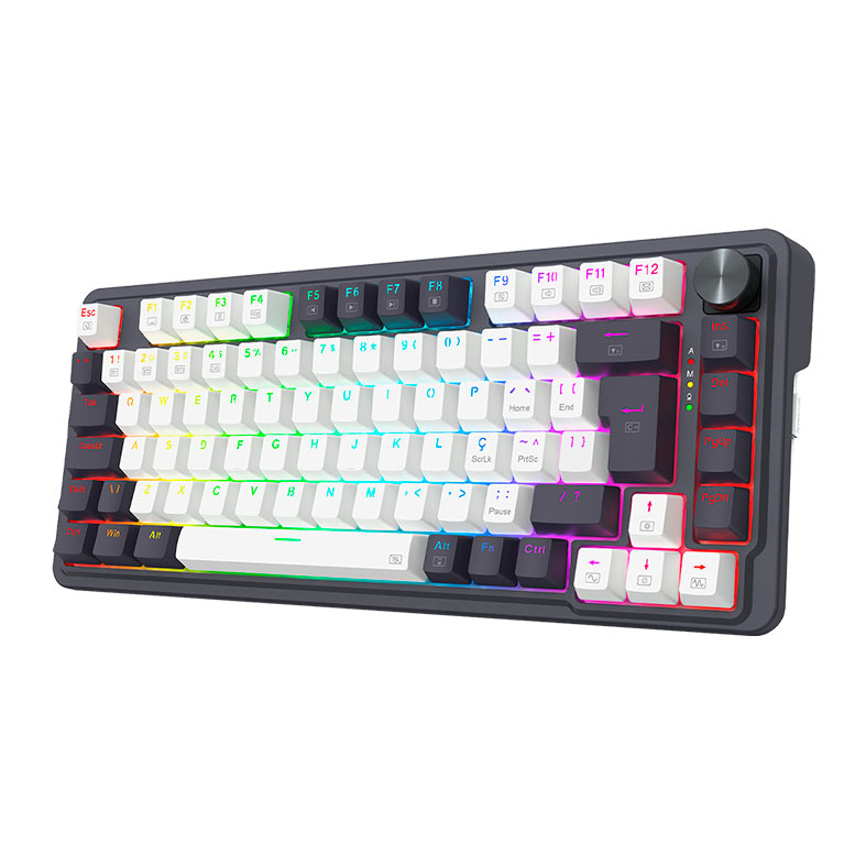 Teclado Mecanico Redragon Ucal Pro, 75%, RGB, ABNT2, Switch Brown, Tri-Mode, Preto e Branco, K673WB-RGB-PRO-PT-BROWN - miniatura 5