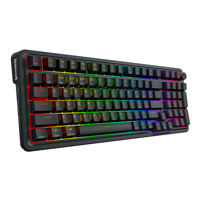 Teclado Mecanico Redragon Eisa Pro, RGB, ABNT2, Switch Brown, Tri-Mode, Preto, K686-RGB-PRO-PT-BROWN - miniatura 3