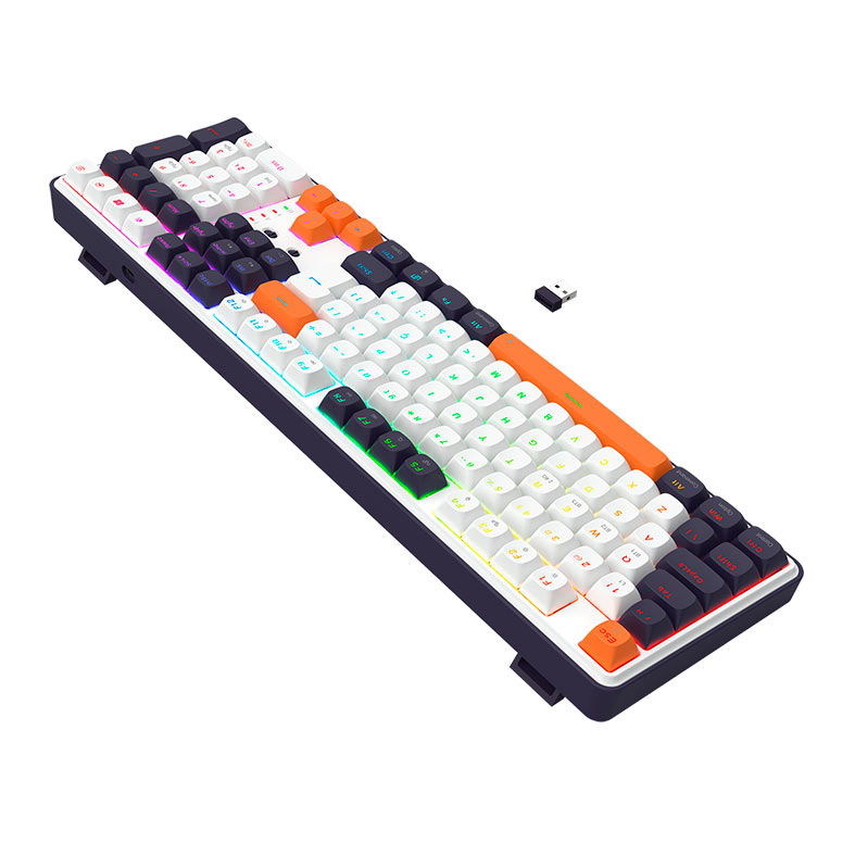 Teclado Mecanico Redragon Wyvern Pro, RGB, Switch Mambo Linear, Branco, Preto e Laranja, K689WBO-RGB-PRO-PT - miniatura 6