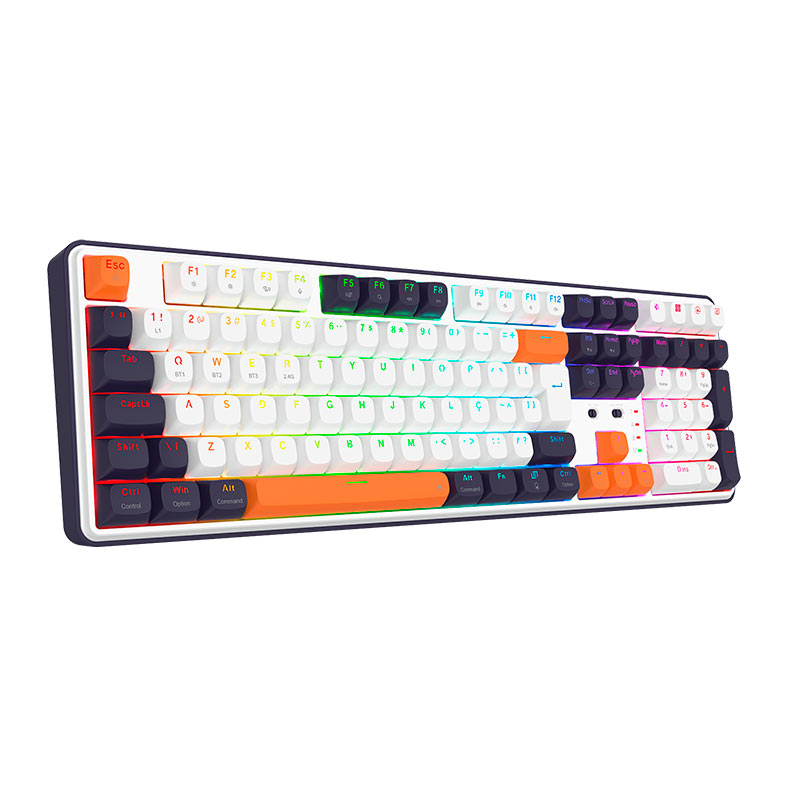 Teclado Mecanico Redragon Wyvern Pro, RGB, Switch Mambo Linear, Branco, Preto e Laranja, K689WBO-RGB-PRO-PT - miniatura 3