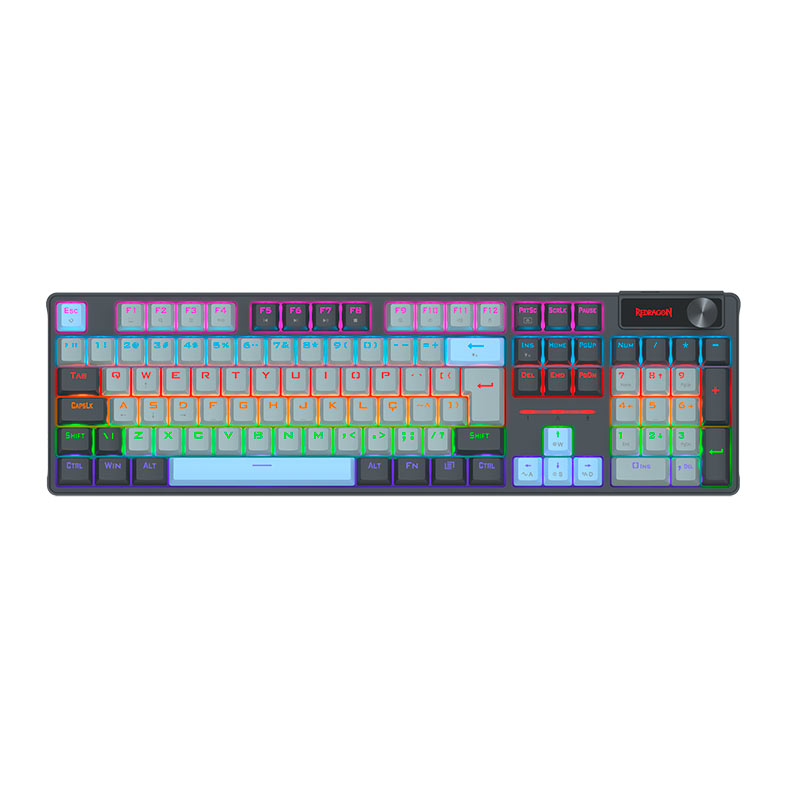 Teclado Mecanico Redragon Caesura, Rainbow, ABNT2, Switch Marrom, Cinza/Branco/Azul, K718GB-R - imagem 1