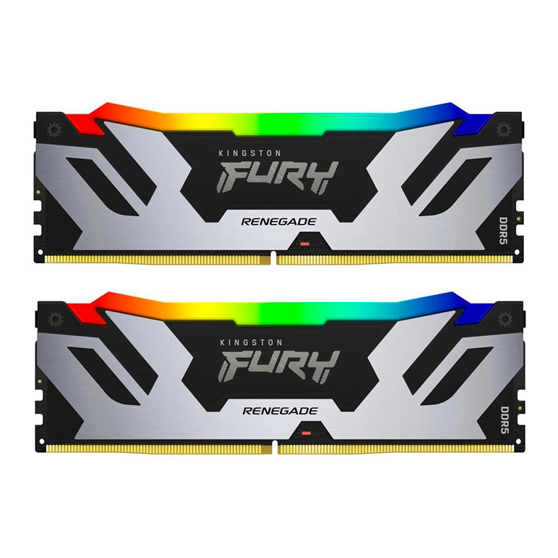 Memoria Kingston Fury Renegade, RGB, 32GB (2x16GB), DDR5, 6400MHz, C32, Preta e Prata, KF564C32RSAK2-32 - imagem 1