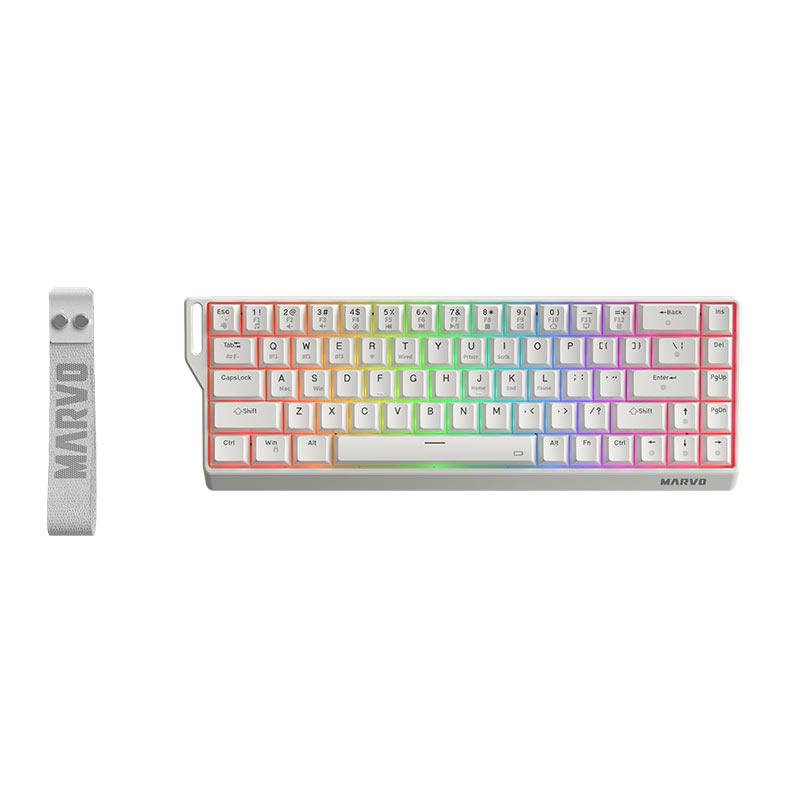 PRE VENDA - Teclado Mecanico Marvo KG965W, Switch Banana Crystal, Wireless, Branco, KG965W-WH - miniatura 3
