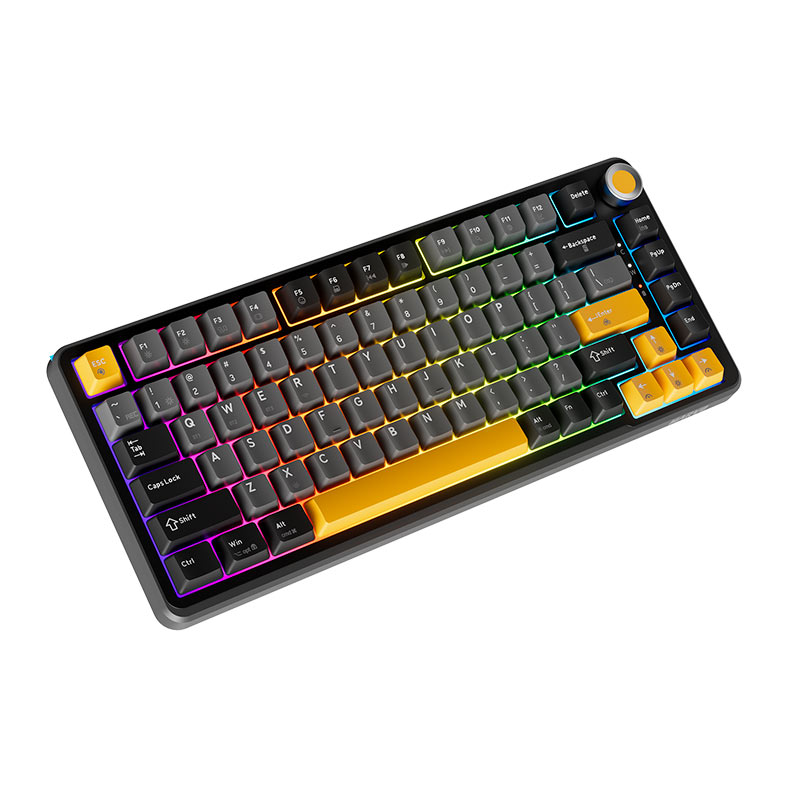 Teclado Mecanico Marvo Titan 75, RGB, Switch Banana Crystal, Wireless, Preto, Cinza e Amarelo, KG985W - miniatura 3