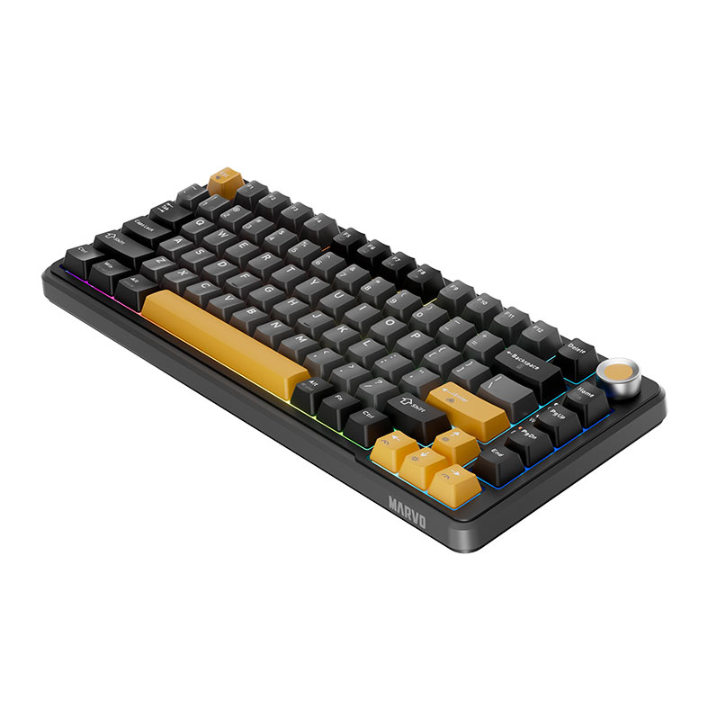Teclado Mecanico Marvo Titan 75, RGB, Switch Banana Crystal, Wireless, Preto, Cinza e Amarelo, KG985W - miniatura 6
