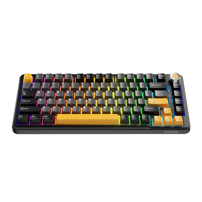 Teclado Mecanico Marvo Titan 75, RGB, Switch Banana Crystal, Wireless, Preto, Cinza e Amarelo, KG985W - miniatura 4