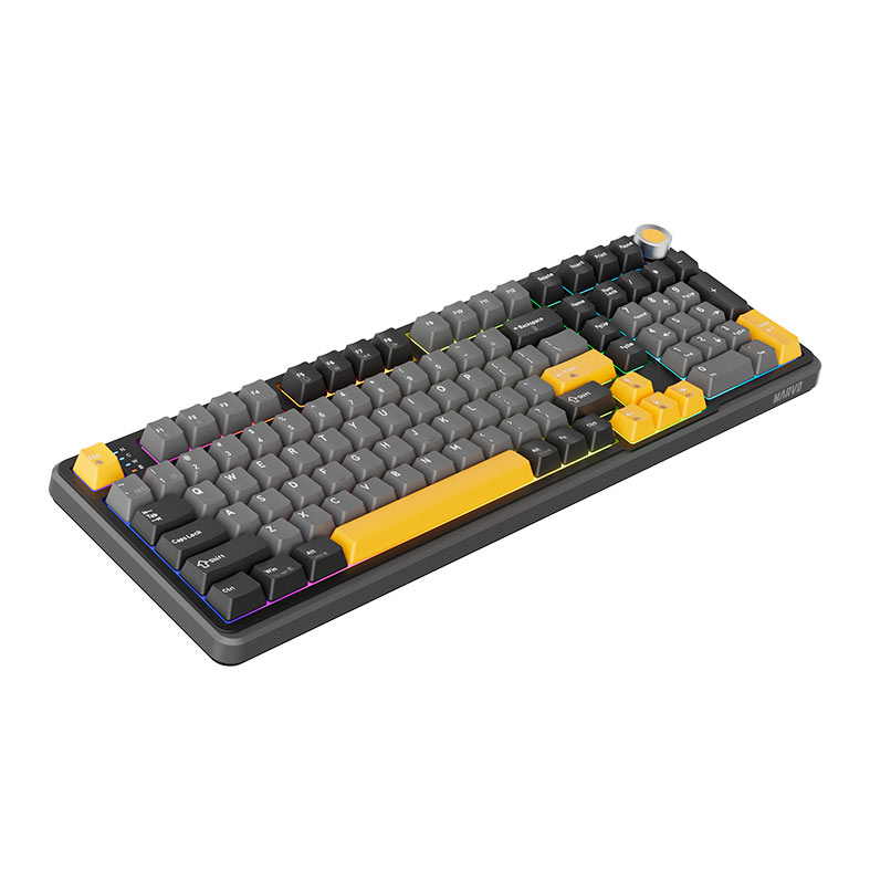 Teclado Mecanico Marvo Titan 98, RGB, Switch Banana Crystal, Wireless, Preto, Cinza e Amarelo, KG986W - miniatura 5