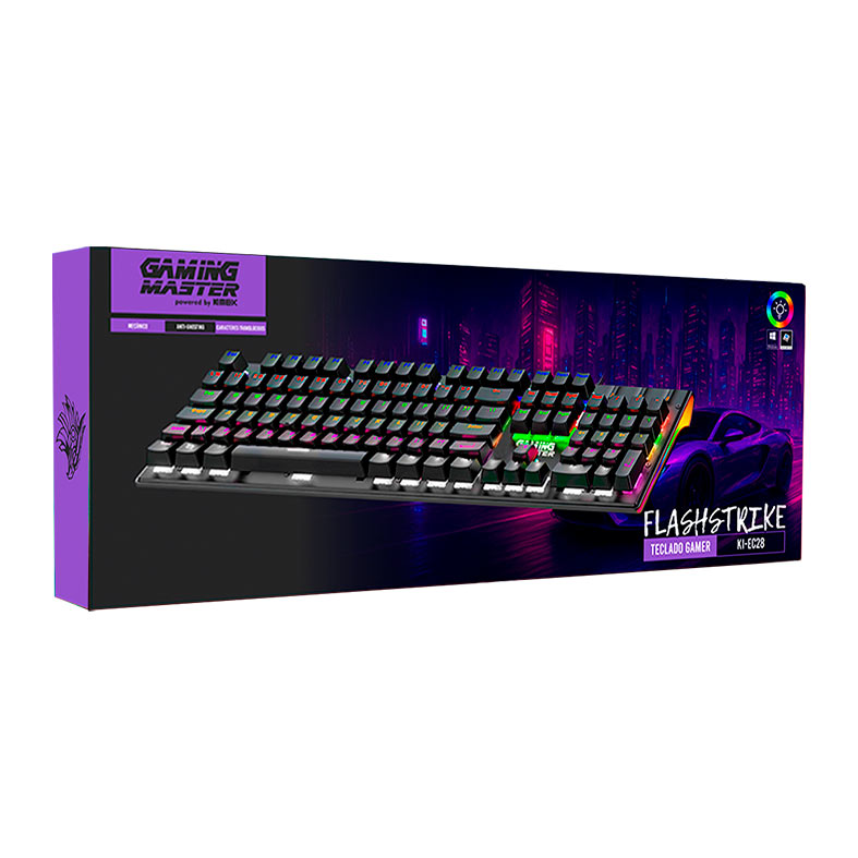 Teclado Mecanico K-Mex Flashstrike, RGB, ABNT2, Switch Azul, Preto, KIEC28U0002CB0X - miniatura 5