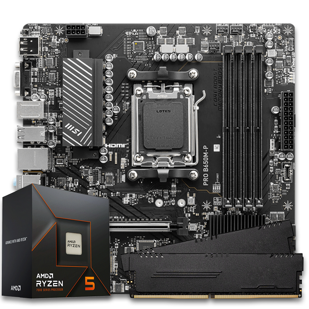 Pichau Kit upgrade, AMD Ryzen 5 7600, B650M DDR5, 16GB DDR5