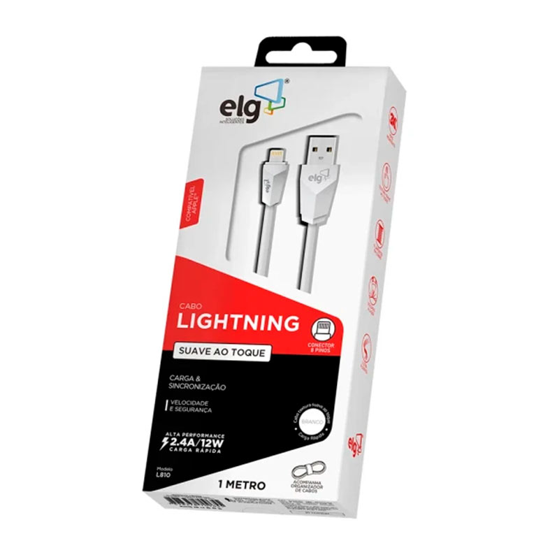 Cabo USB ELG, USB-A/Lightning, 1M, Branco, L810 - miniatura 3