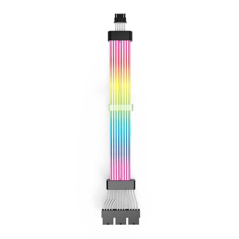 Cabo Extensor Sleeved Aigo Darkflash Lightglow LG04, ARGB, 12+4P, 350mm, Preto, LG04-BK - miniatura 3
