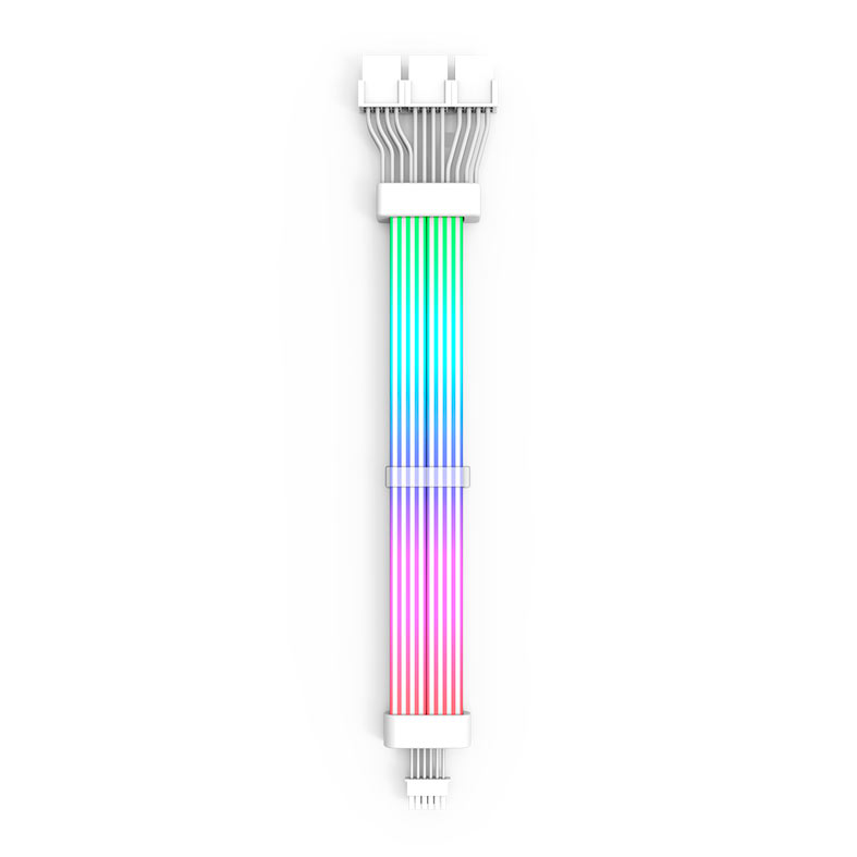Cabo Extensor Sleeved Aigo Darkflash Lightglow LG04, ARGB, 12+4P, 350mm, Branco, LG04-WH - miniatura 3