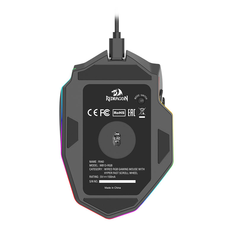 Mouse Gamer Redragon Rind M813 Pro, RGB, 26000DPI, 7 Botoes, Wireless, Preto, M813RGB-PRO - miniatura 10