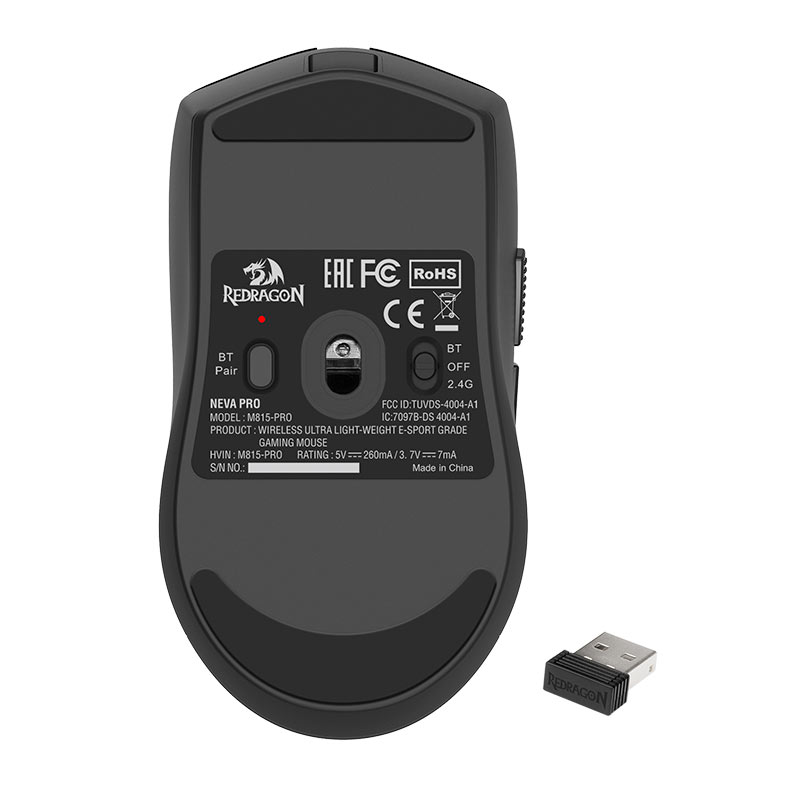 Mouse Gamer Redragon Neva Pro, RGB, 26000DPI, 6 Botoes, Wireless, Preto, M815-PRO - miniatura 11