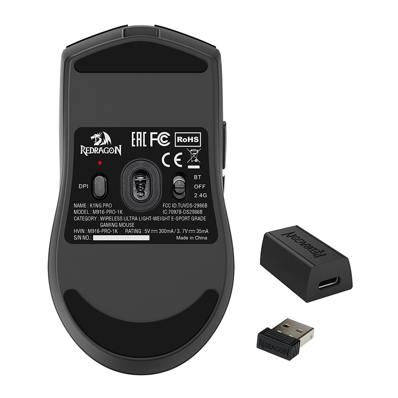 Mouse Gamer Redragon King Pro, 26000DPI, 5 Botoes, Wireless, Preto, M916-PRO-1K - miniatura 10