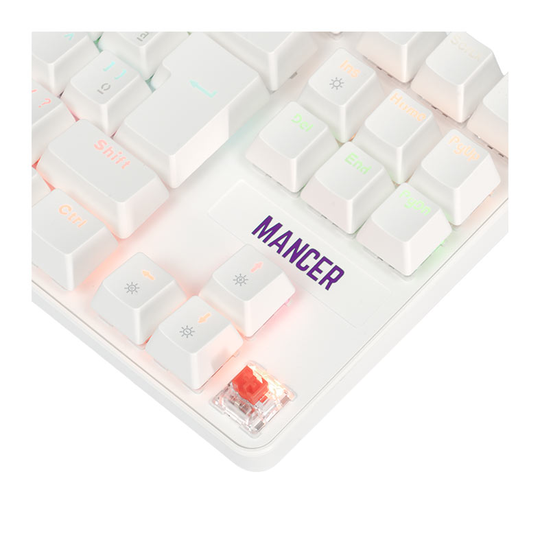 Teclado Mecanico Mancer Ghoul MK3, RGB, ABNT2, Switch Huano Vermelho, Branco, MCR-GHM3-WH01 - miniatura 7