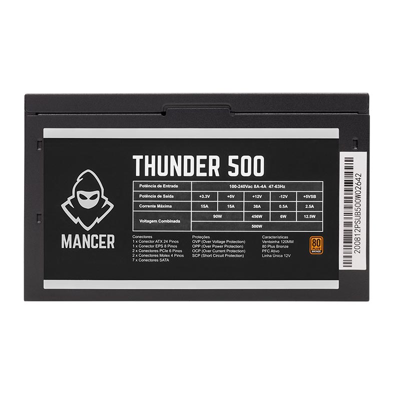 Fonte Mancer Thunder 500W Bronze 80 Plus, MCR-THR500-BL01 - miniatura 4