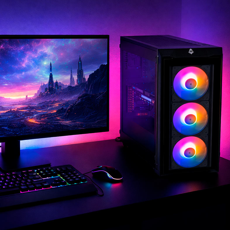 Gabinete Gamer Mancer Ward V2, Rainbow, Mid-Tower, Lateral De Vidro, Com 3 Fans, Preto, MCR-WRDV2-BK - miniatura 3