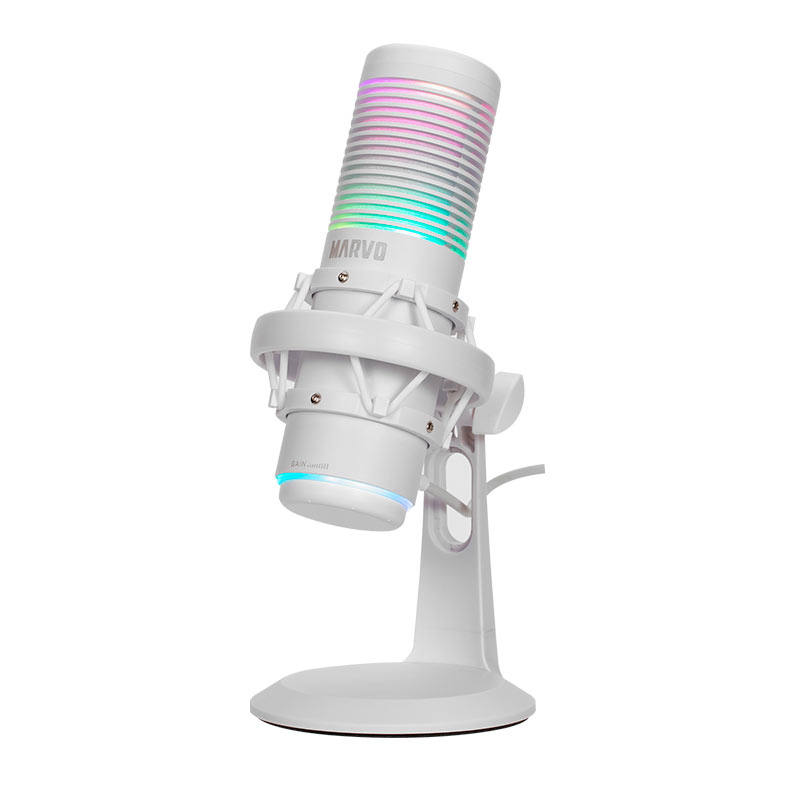 Microfone Gamer Marvo MIC-07 Blast 60, RGB, USB, Branco, MIC-07-WH - miniatura 3
