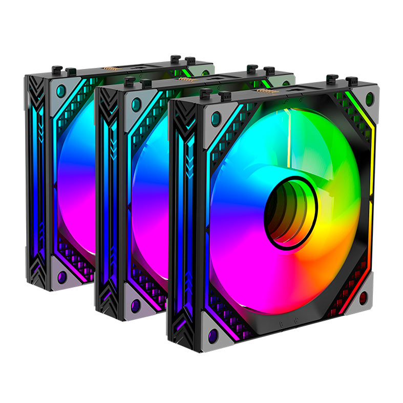 Kit Ventoinhas Alseye Mirror 3, ARGB, 3x120mm, Preto, MIRROR-3-B - imagem 1