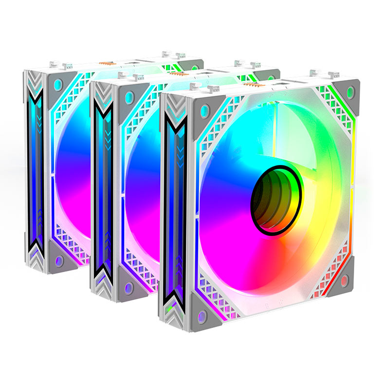 Kit Ventoinhas Alseye Mirror 3, ARGB, 3x120mm, Branco, MIRROR-3-W - imagem 1
