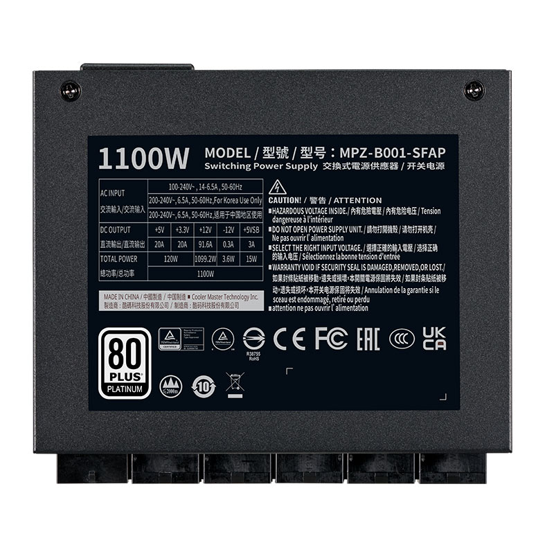 Fonte Cooler Master V 1100 SFX, 1100W, PCI-e 5.0, Full Modular, 80 Plus Platinum, Preta, MPZ-B001-SFAP-BBR - miniatura 11