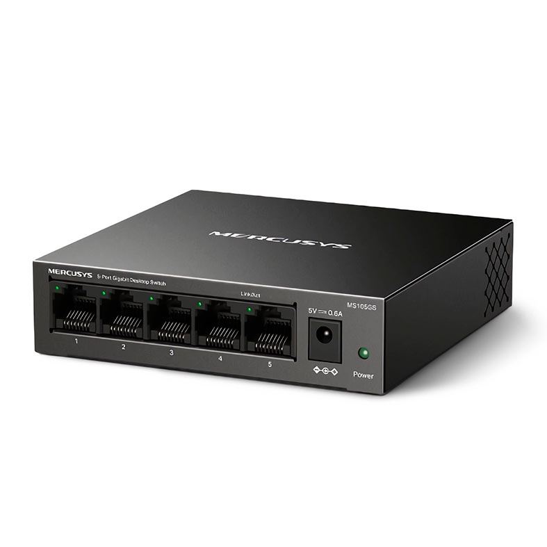 Switch Mercusys MS105GS, 5 Portas, 10/100/1000 Mbps, Preto, MS105GS