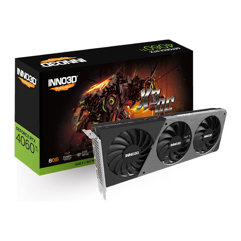 Placa de Video INNO3D GeForce RTX 4060 Ti X3 OC, 8GB, GDDR6, 128-bit, N406T3-08D6X-171153L-NAC - miniatura 3