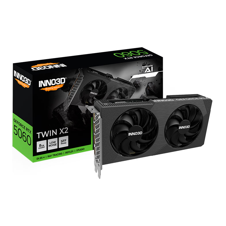 Placa de Video INNO3D GeForce RTX 5060 Twin X2, 8GB, GDDR7, 128-bit, N50602-08D7-195071N - miniatura 3