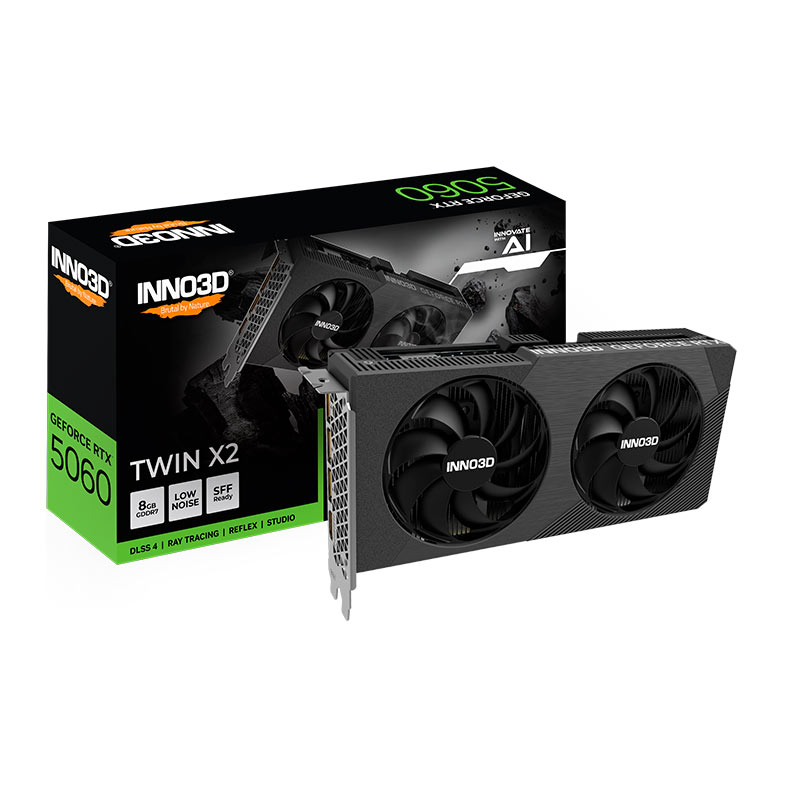 Placa de Video INNO3D GeForce RTX 5060 Twin X2 OC V2, 8GB, GDDR7, 128-bit, N50602-08D7X-195071N - miniatura 3