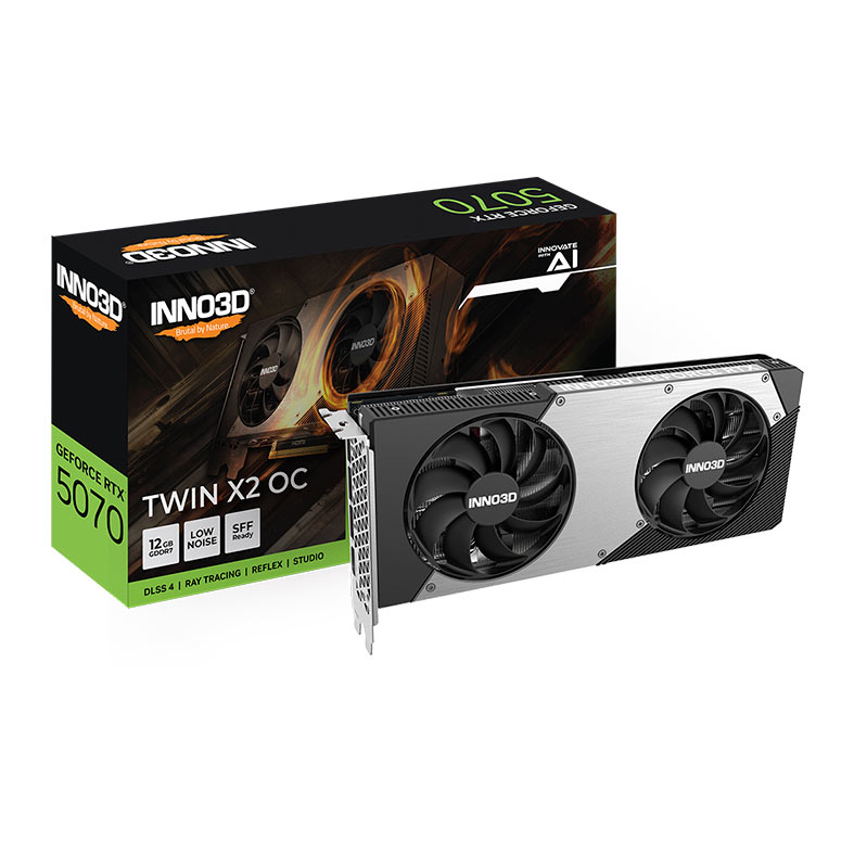 Placa de Video INNO3D GeForce RTX 5070 Twin X2 OC, 12GB, GDDR7, 192-bit, N50702-12D7X-195064N - miniatura 3