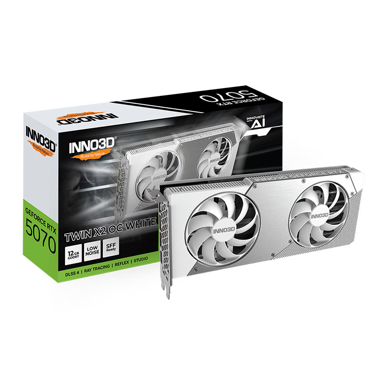 Placa de Video INNO3D GeForce RTX 5070 Twin X2 OC White, 12GB, GDDR7, 192-bit, N50702-12D7X-195064W-NAC - miniatura 3