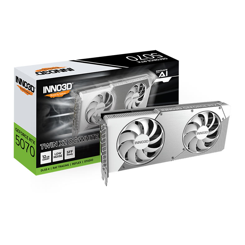 Placa de Video INNO3D GeForce RTX 5070 Twin X2 OC White, 12GB, GDDR7, 192-bit, N50702-12D7X-195064W - miniatura 3