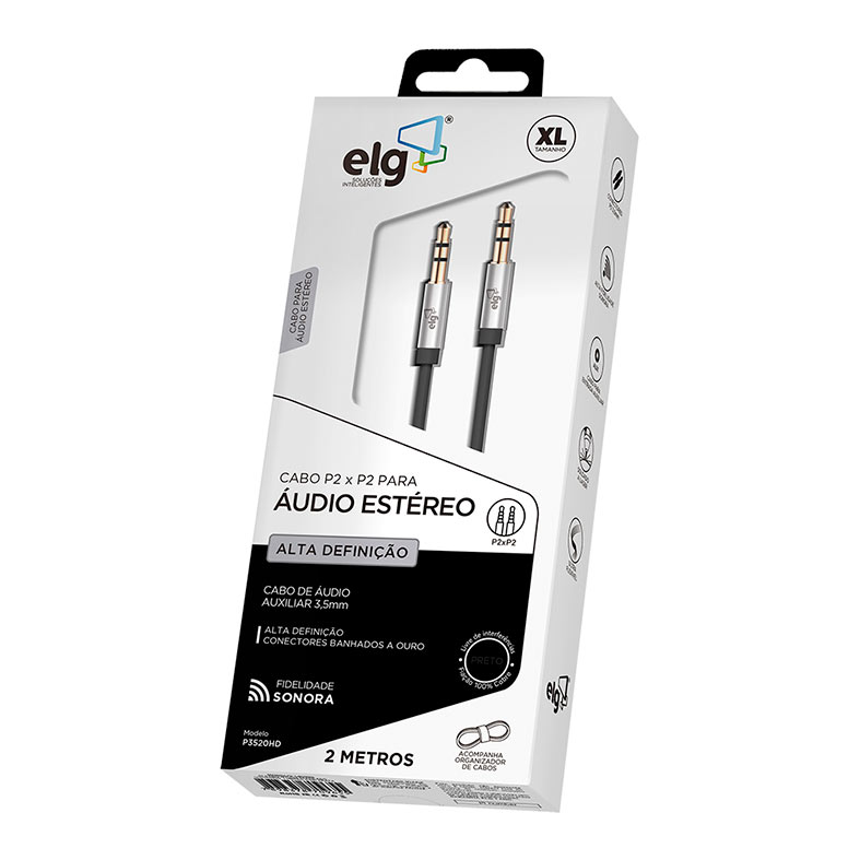 Cabo P2xP2 Para Audio Estereo ELG, 2m, Preto, P3520HD - miniatura 4