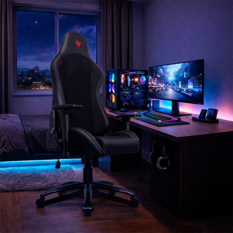 Cadeira Gamer Pichau Donek Pro, Espuma Moldada, Braco 3D, Preto e Vermelho, PCH-DNKP-BKR - miniatura 3