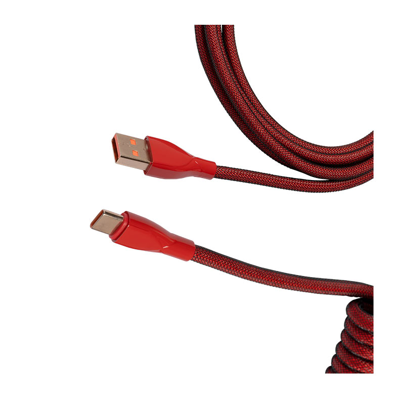 Cabo USB-A Para Tipo C Pichau Meduza R, Trancado, Nylon, GX12, Vermelho, PCH-MR-01 - miniatura 3