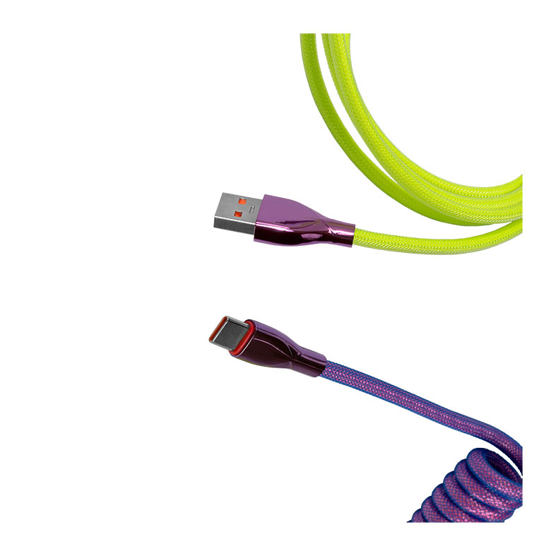 Cabo USB-A Para Tipo C Pichau Meduza RV, Trancado, Nylon, GX12, Roxo e Verde, PCH-MRV-01 - miniatura 4